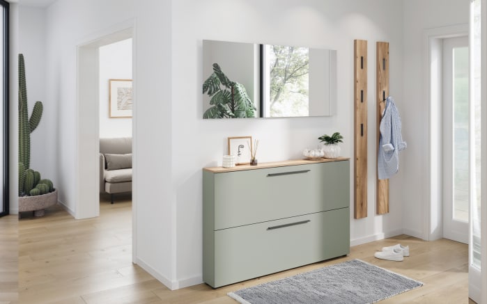 Schuhschrank Lissome, Grün/Eiche-Nachbildung, inkl. Schuhkörbe-06