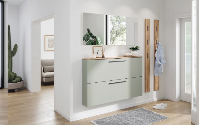 Schuhschrank Lissome, Grün/Eiche-Nachbildung, inkl. Schuhkörbe-05