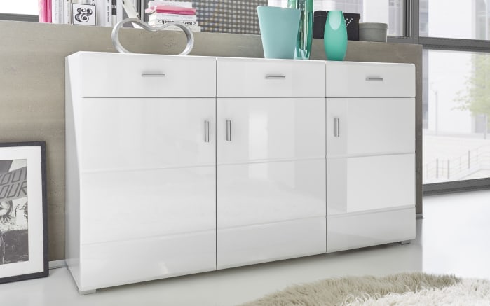 Sideboard Enrique, weiß Hochglanz