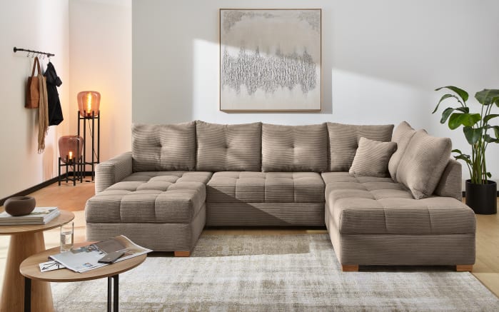Wohnlandschaft Abby, taupe, inkl. Funktionen-01