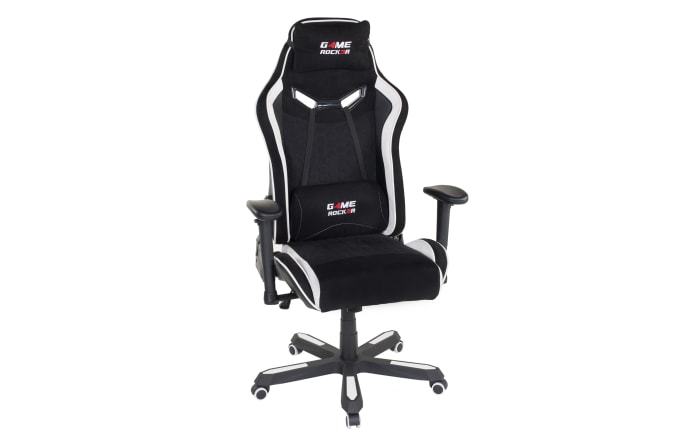 Gaming Stuhl G-30 Large, Mikrofaser schwarz, Absetzung Kunstleder weiß-01