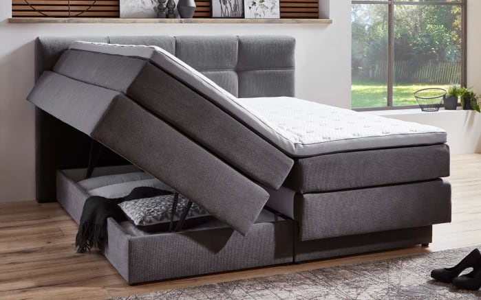 Boxspringbett BX2110 Portage, grau, 180 x 200 cm, Wendematratze Härtegrad 3 und 4-02