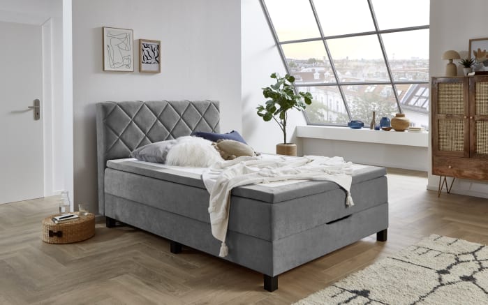 Boxspringbett BX2280 Jeff, grau, 140 x 200 cm-01