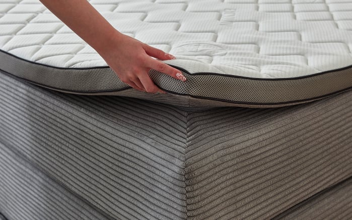 Boxspringbett Kurt, grau, 120 x 200 cm,  Härtegrad 2/3-05