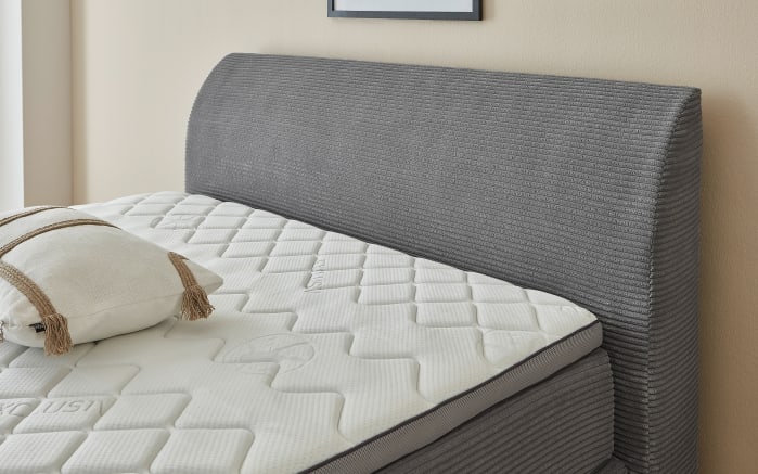 Boxspringbett Kurt, grau, 120 x 200 cm,  Härtegrad 2/3-04