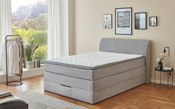 Boxspringbett Kurt, silber, 140 x 200 cm-02