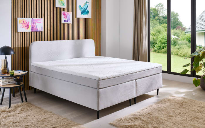 Boxspringbett Villach, silber, 140 x 200 cm, inkl. Topper-02