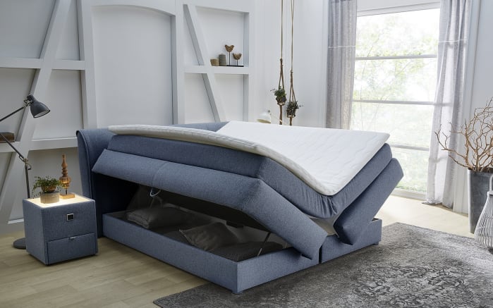 Boxspringbett Carla, blau, 160 x 200 cm, Härtegrad medium-03