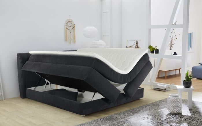 Boxspringbett Carla, schwarz, 160 x 200 cm, Härtegrad medium-02