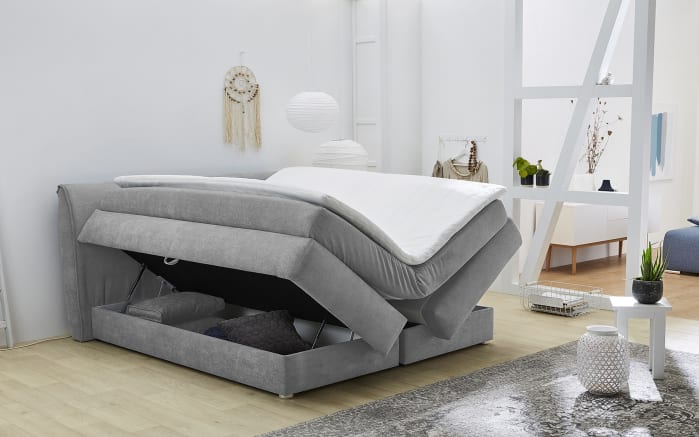 Boxspringbett Carla, silbergrau, 160 x 200 cm, Härtegrad medium-02