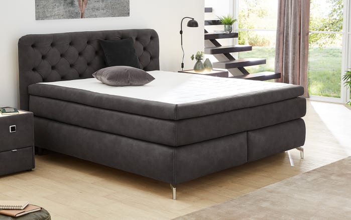 Boxspringbett Marilyn, anthrazit, 180 x 200 cm, inkl. Topper-01
