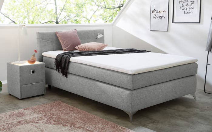 Boxspringbett Nora, grau, 140 x 200 cm-01