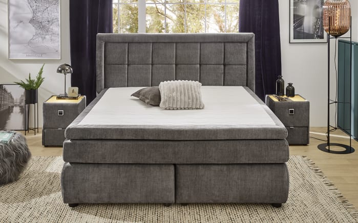 Boxspringbett Sophia, grau, 180 x 200 cm