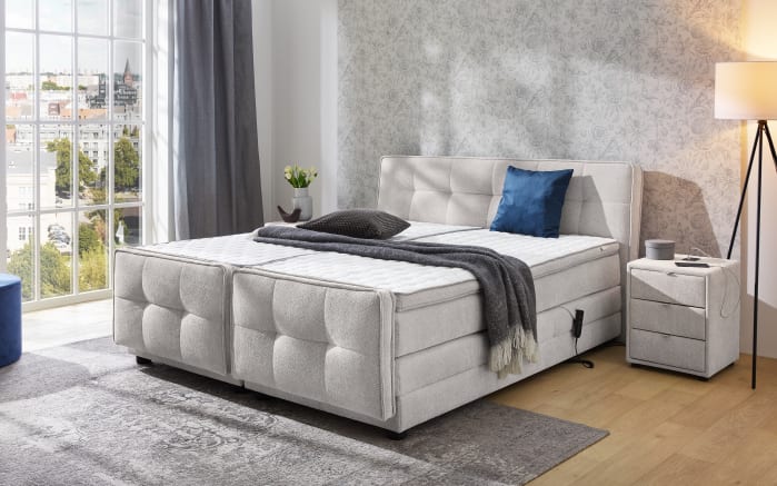 Boxspringbett Paloma 180, hellgrau, 180 x 200 cm, inkl. motorischer Verstellung-01