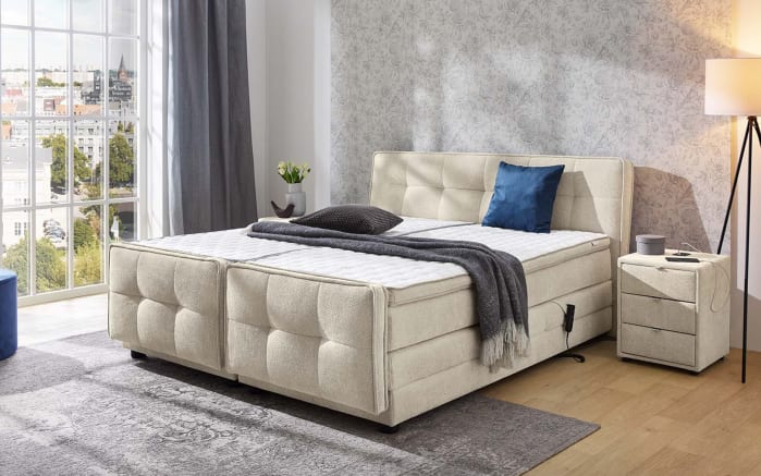 Boxspringbett Paloma 180, beige/braun, 180 x 200 cm, inkl. motorischer Verstellung-01