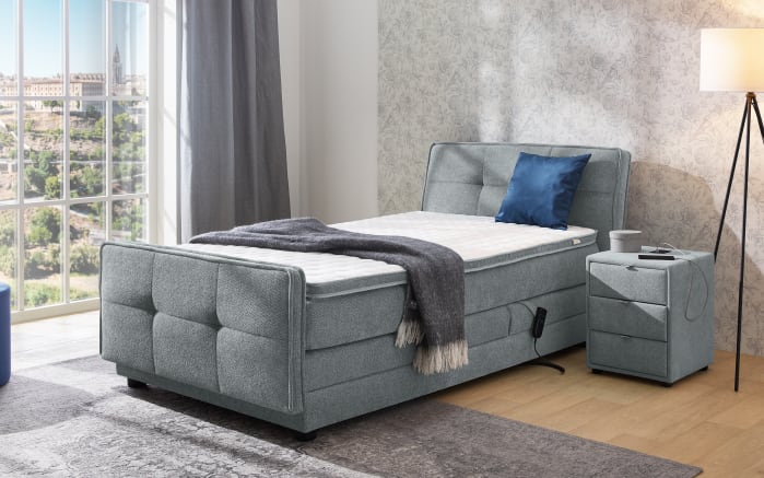 Boxspringbett Paloma 120, grau, 120 x 200 cm, inkl. motorischer Verstellung-01