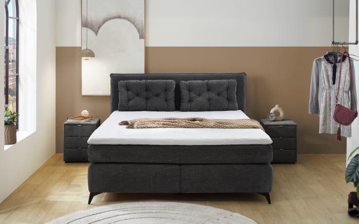 Boxspringbett Chalet 180, anthrazit, 180 x 200 cm, inkl. Kissen-01