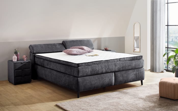 Boxspringbett Diva Mix 180, anthrazit, 180 x 200 cm, H3/H4, inkl. Dreamline Kaltschaumtopper-01