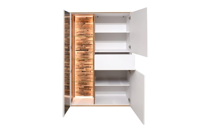 Highboard Faro, weiß/Asteiche, 147 cm, inkl. Push-to-Open Funktion-04