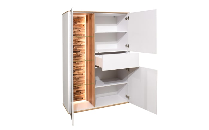 Highboard Faro, weiß/Asteiche, 147 cm, inkl. Push-to-Open Funktion-03