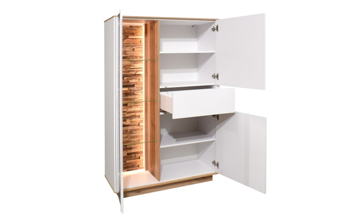 Highboard Faro, weiß/Asteiche, 155 cm, inkl. Push-to-Open Funktion-04