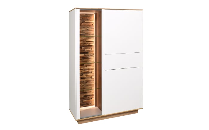 Highboard Faro, weiß/Asteiche, 155 cm, inkl. Push-to-Open Funktion-01