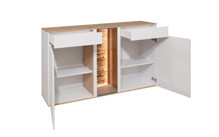 Sideboard Faro, weiß/Asteiche, 90 cm, inkl. Push-to-Open Funktion-04