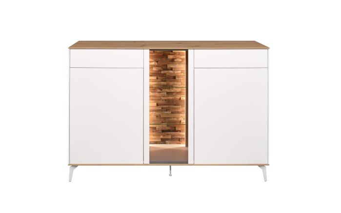 Sideboard Faro, weiß/Asteiche, 105 cm, inkl. Push-to-Open Funktion-02