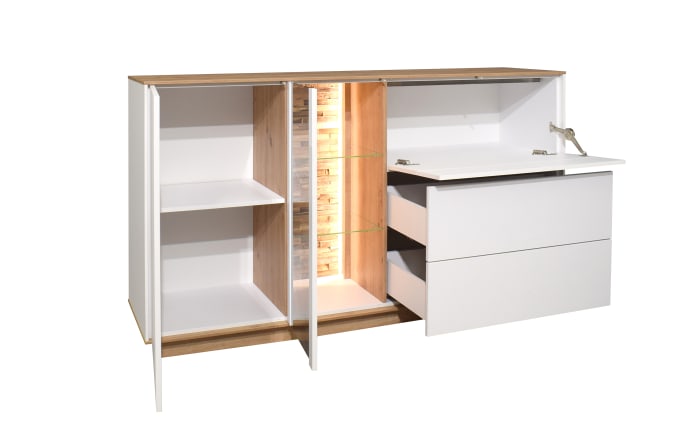 Sideboard Faro, weiß/Asteiche, 98 cm, inkl. Push-to-Open Funktion-03