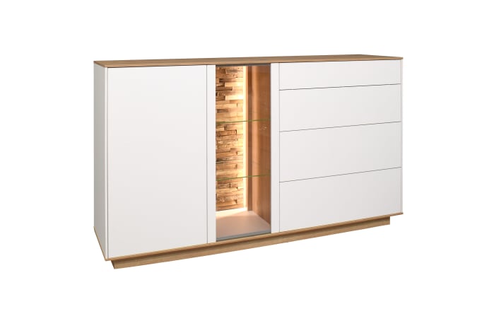 Sideboard Faro, weiß/Asteiche, 98 cm, inkl. Push-to-Open Funktion-01