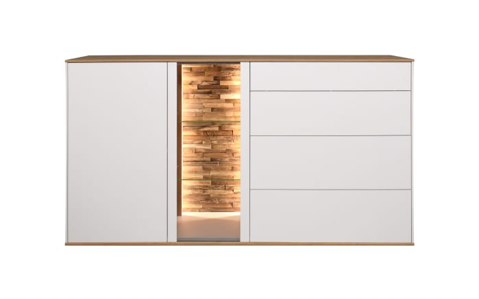 Sideboard Faro, weiß/Asteiche, 90 cm, inkl. Push-to-Open Funktion-02