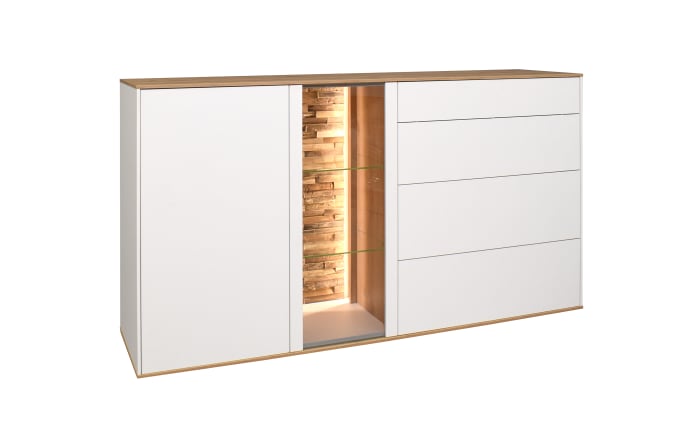 Sideboard Faro, weiß/Asteiche, 90 cm, inkl. Push-to-Open Funktion-01