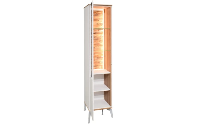 Standvitrine Faro, weiß/Asteiche, 195 cm, inkl. Push-to-Open Funktion-04