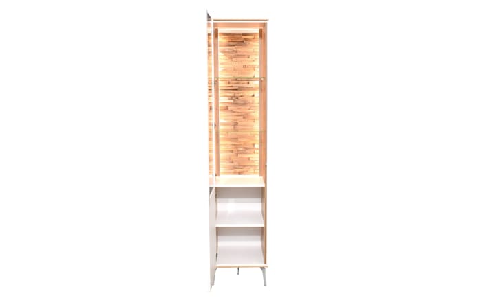 Standvitrine Faro, weiß/Asteiche, 195 cm, inkl. Push-to-Open Funktion-03