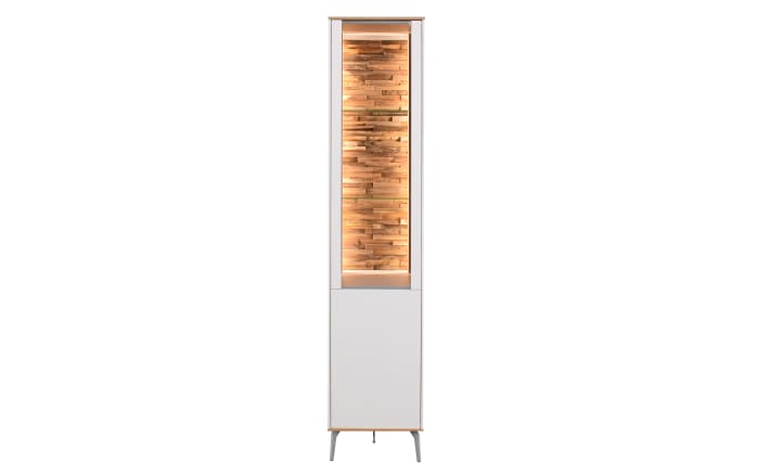 Standvitrine Faro, weiß/Asteiche, 195 cm, inkl. Push-to-Open Funktion-02