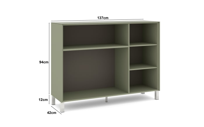 Kommode Reno, olivgrün/Edelstahl-Nachbildung -04