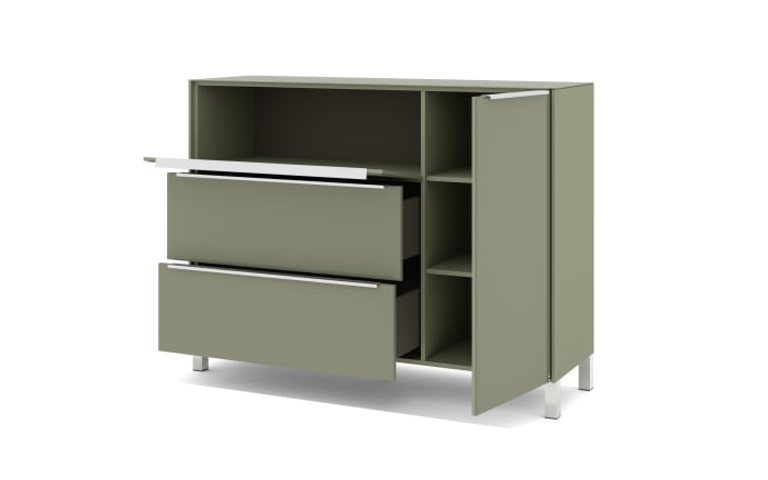 Kommode Reno, olivgrün/Edelstahl-Nachbildung -07