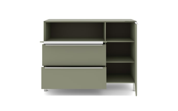 Kommode Reno, olivgrün/Edelstahl-Nachbildung -09