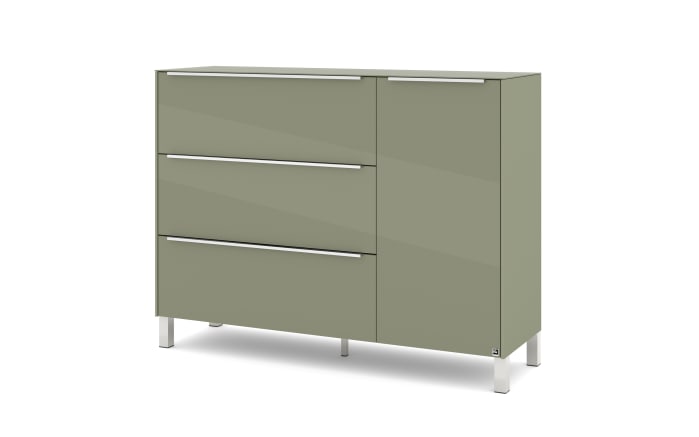 Kommode Reno, olivgrün/Edelstahl-Nachbildung -01