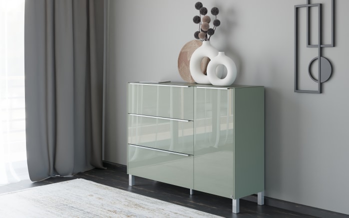Kommode Reno, olivgrün/Edelstahl-Nachbildung -10