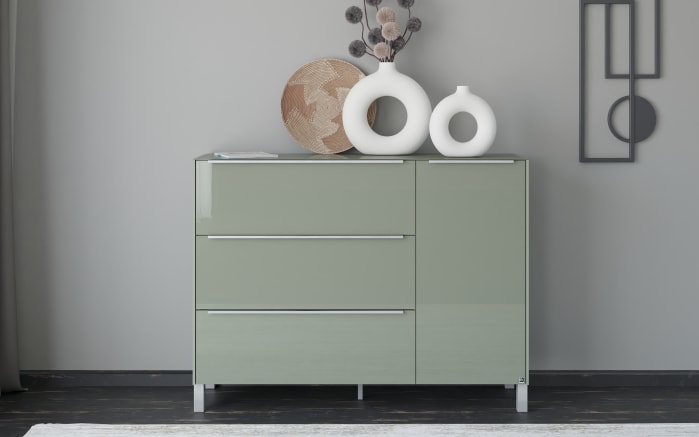 Kommode Reno, olivgrün/Edelstahl-Nachbildung -11