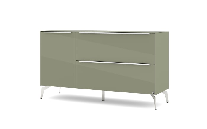 Lowboard Reno, olivgrün/Edelstahl-Nachbildung-01