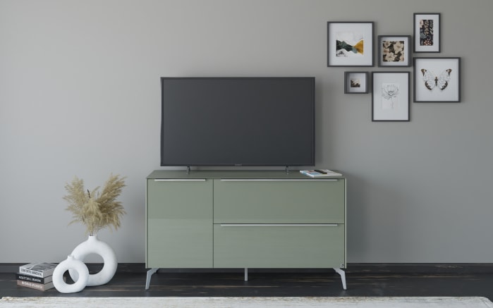 Lowboard Reno, olivgrün/Edelstahl-Nachbildung-11