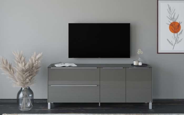 Lowboard Reno, anthrazit/Edelstahl-Nachbildung-11