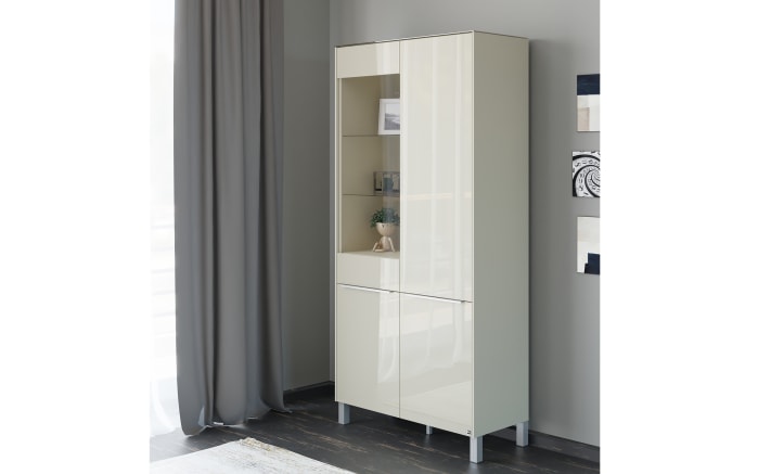 Vitrinenschrank Reno, kaschmir/Edelstahl-Nachbildung-10