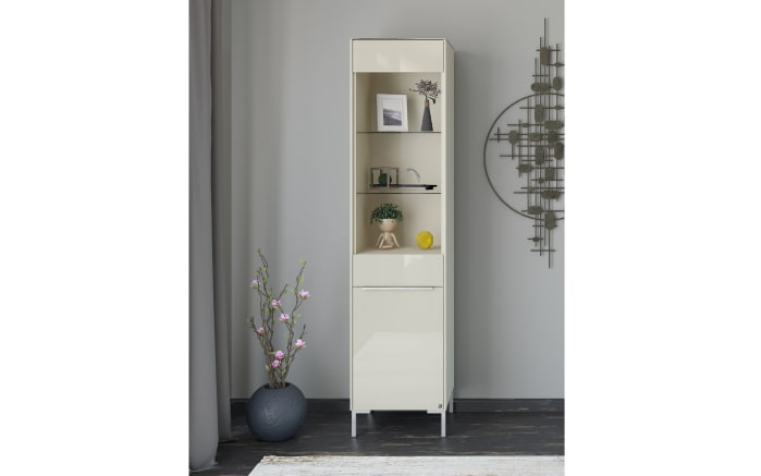 Standvitrine Reno, kaschmir/Edelstahl-Nachbildung-09