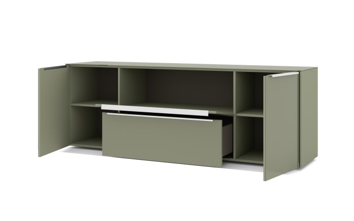 Lowboard Reno, olivgrün/Edelstahl-Nachbildung-06