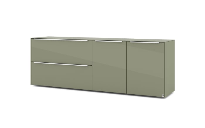 Lowboard Reno, olivgrün/Edelstahl-Nachbildung-01