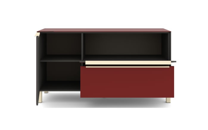 Lowboard Reno, bordeauxrot/Edelstahl-Nachbildung-06