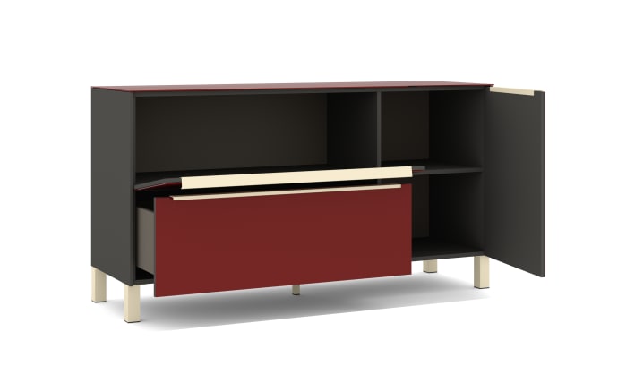 Lowboard Reno, bordeauxrot/Edelstahl-Nachbildung-08